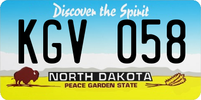 ND license plate KGV058
