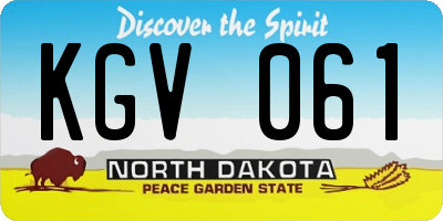 ND license plate KGV061