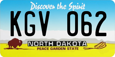ND license plate KGV062