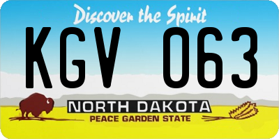 ND license plate KGV063