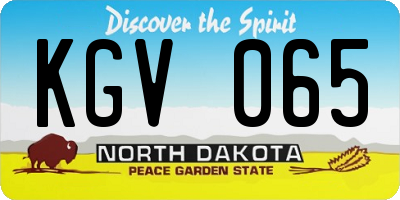 ND license plate KGV065