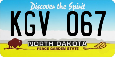 ND license plate KGV067