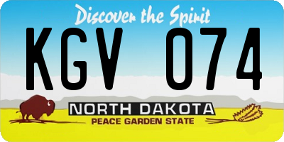 ND license plate KGV074