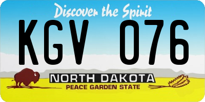ND license plate KGV076