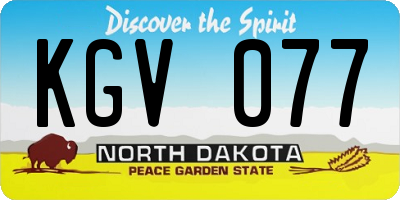 ND license plate KGV077