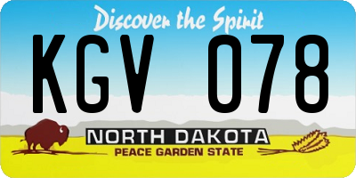 ND license plate KGV078