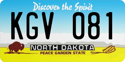 ND license plate KGV081