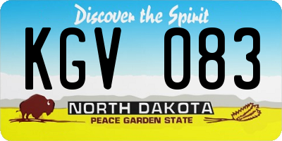 ND license plate KGV083
