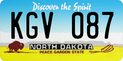 ND license plate KGV087