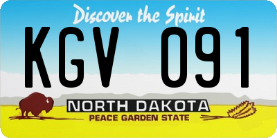 ND license plate KGV091
