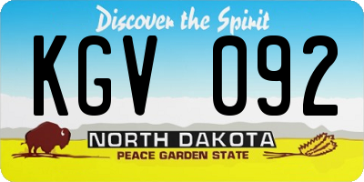 ND license plate KGV092