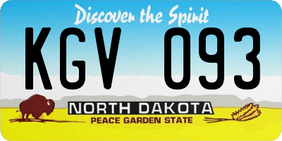 ND license plate KGV093