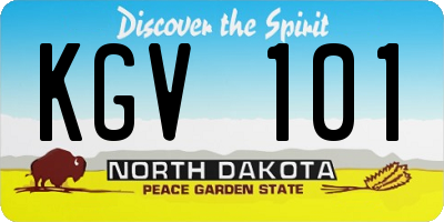 ND license plate KGV101