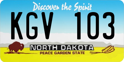 ND license plate KGV103