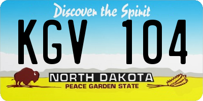 ND license plate KGV104