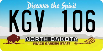 ND license plate KGV106