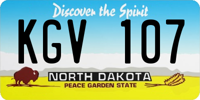 ND license plate KGV107