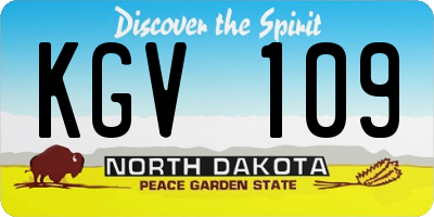 ND license plate KGV109