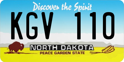 ND license plate KGV110