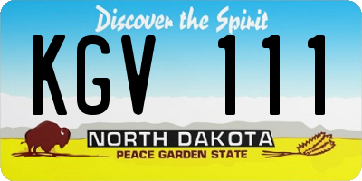 ND license plate KGV111