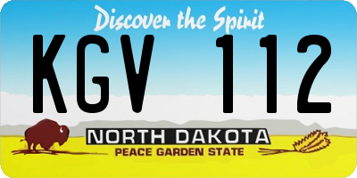 ND license plate KGV112