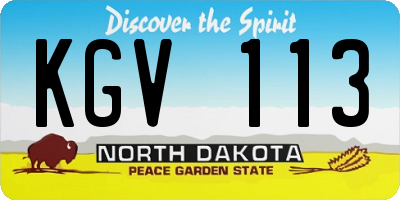 ND license plate KGV113