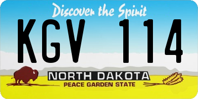 ND license plate KGV114
