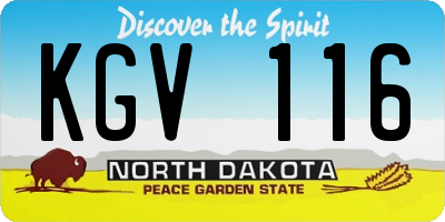 ND license plate KGV116