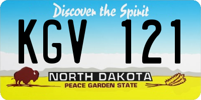 ND license plate KGV121