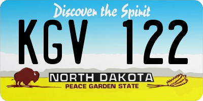 ND license plate KGV122