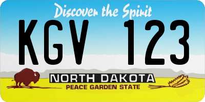 ND license plate KGV123