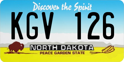 ND license plate KGV126