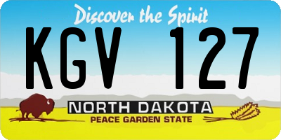 ND license plate KGV127