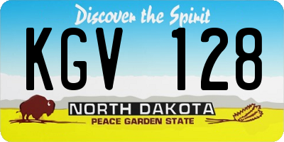 ND license plate KGV128