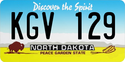 ND license plate KGV129
