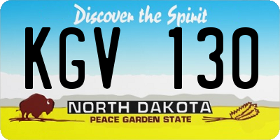 ND license plate KGV130