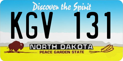 ND license plate KGV131
