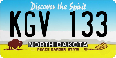 ND license plate KGV133