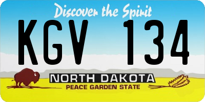 ND license plate KGV134