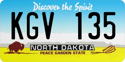 ND license plate KGV135