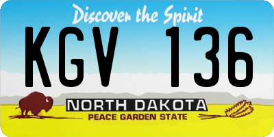 ND license plate KGV136