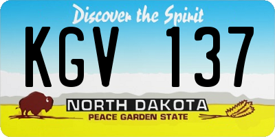 ND license plate KGV137
