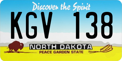 ND license plate KGV138