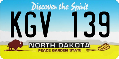 ND license plate KGV139