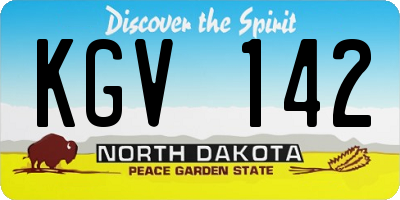 ND license plate KGV142