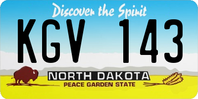 ND license plate KGV143