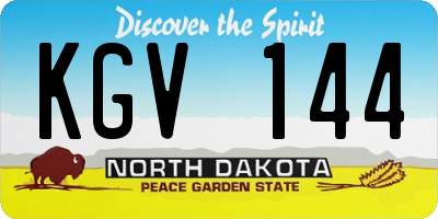 ND license plate KGV144