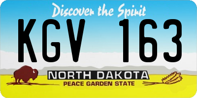 ND license plate KGV163