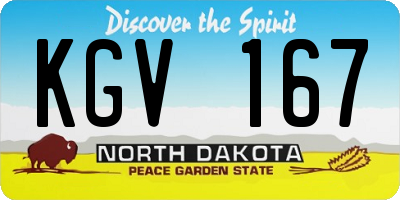 ND license plate KGV167