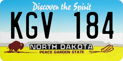 ND license plate KGV184